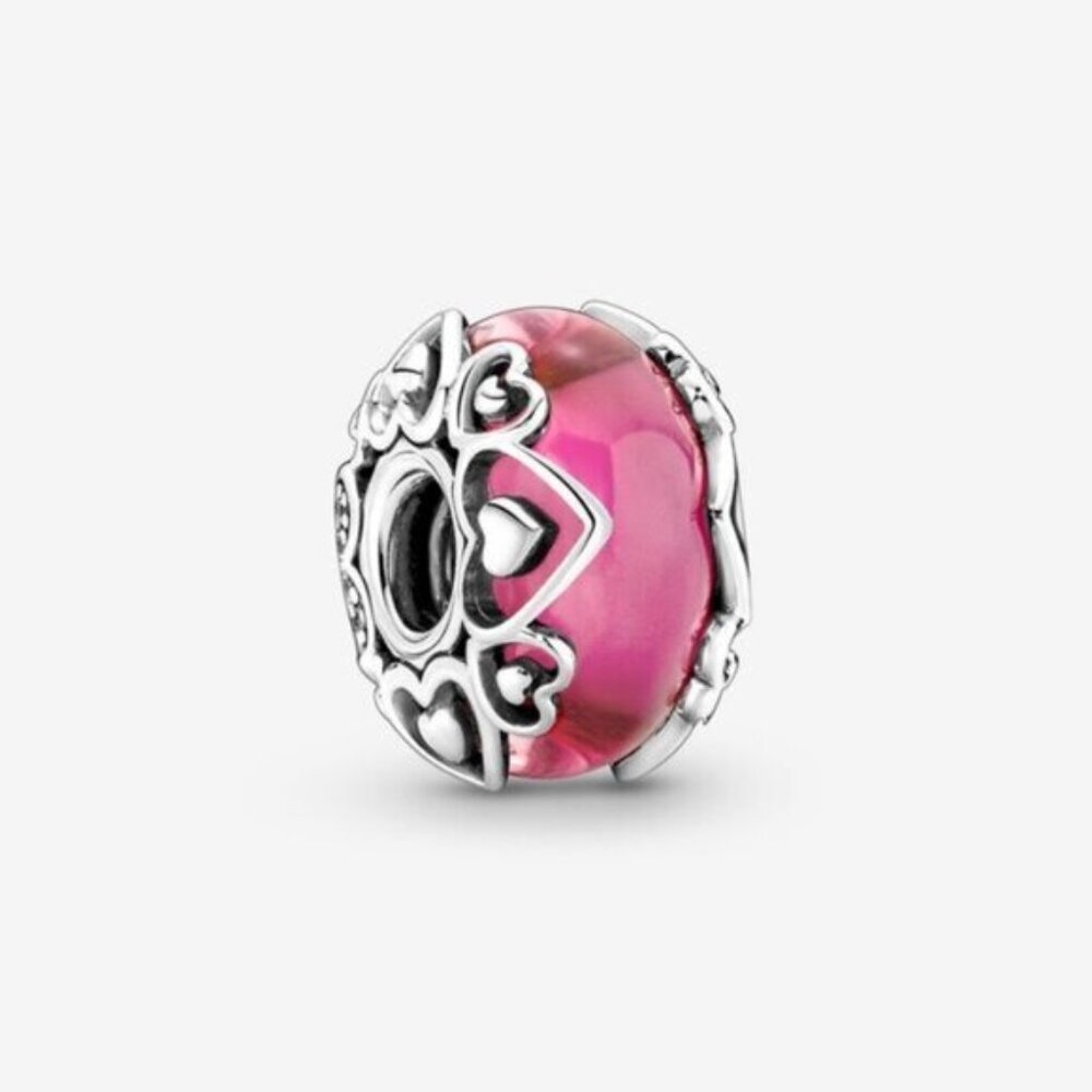 Pandora Silver and Pink Heart Charm